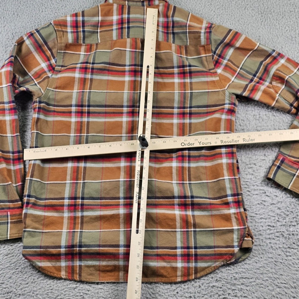 Best Made Co Shirt Mens Small Brown Plaid Flannel Button Up Cotton Elbow Patch - Picture 8 of 11